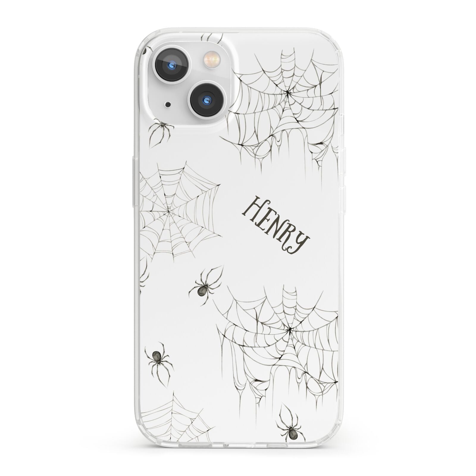 Spooky Spiders Webs Personalised iPhone 13 Clear Bumper Case