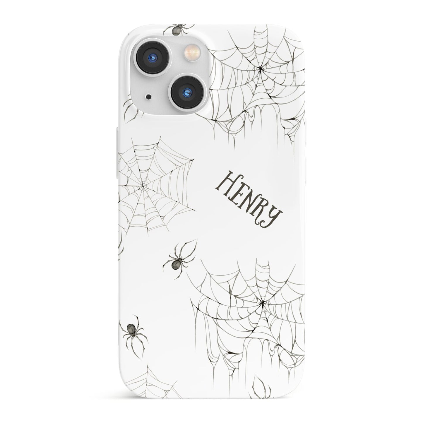 Spooky Spiders Webs Personalised iPhone 13 Mini Full Wrap 3D Snap Case