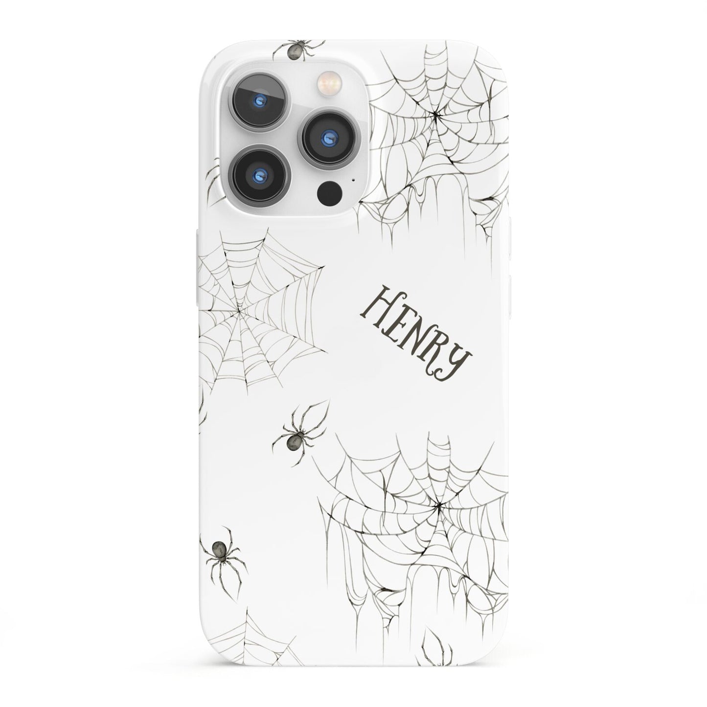 Spooky Spiders Webs Personalised iPhone 13 Pro Full Wrap 3D Snap Case