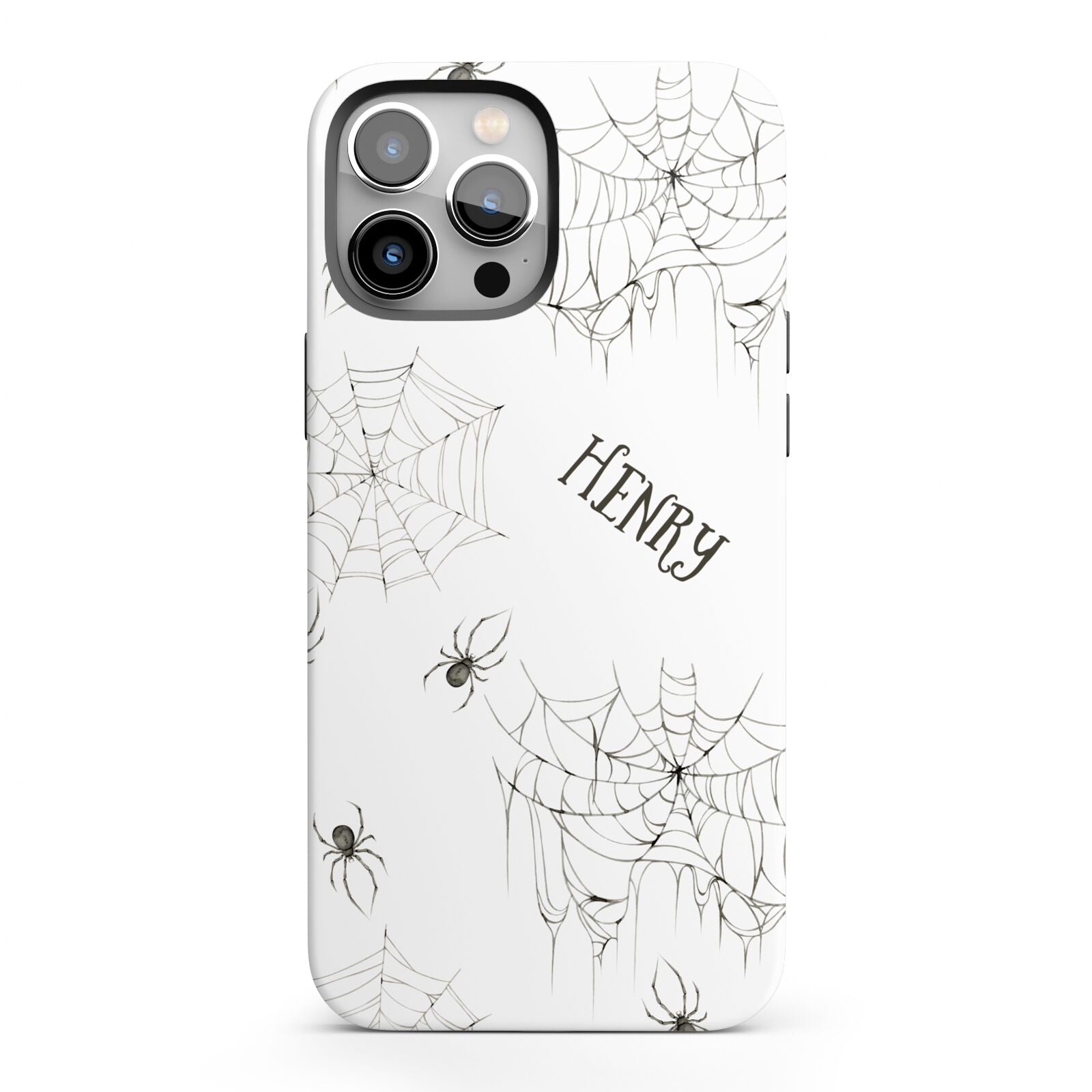 Spooky Spiders Webs Personalised iPhone 13 Pro Max Full Wrap 3D Tough Case