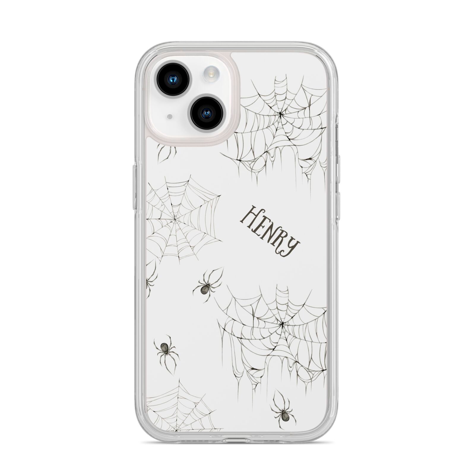 Spooky Spiders Webs Personalised iPhone 14 Clear Tough Case Starlight