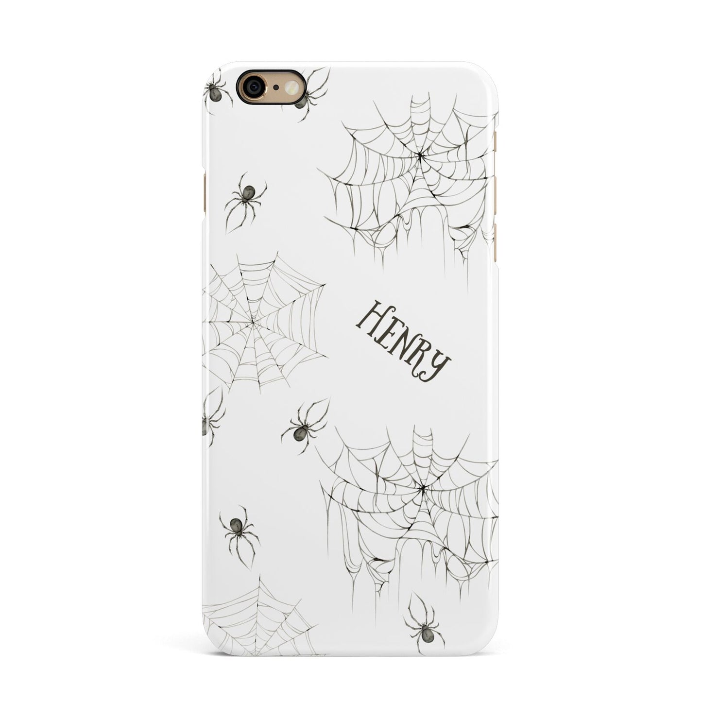 Spooky Spiders Webs Personalised iPhone 6 Plus 3D Snap Case on Gold Phone