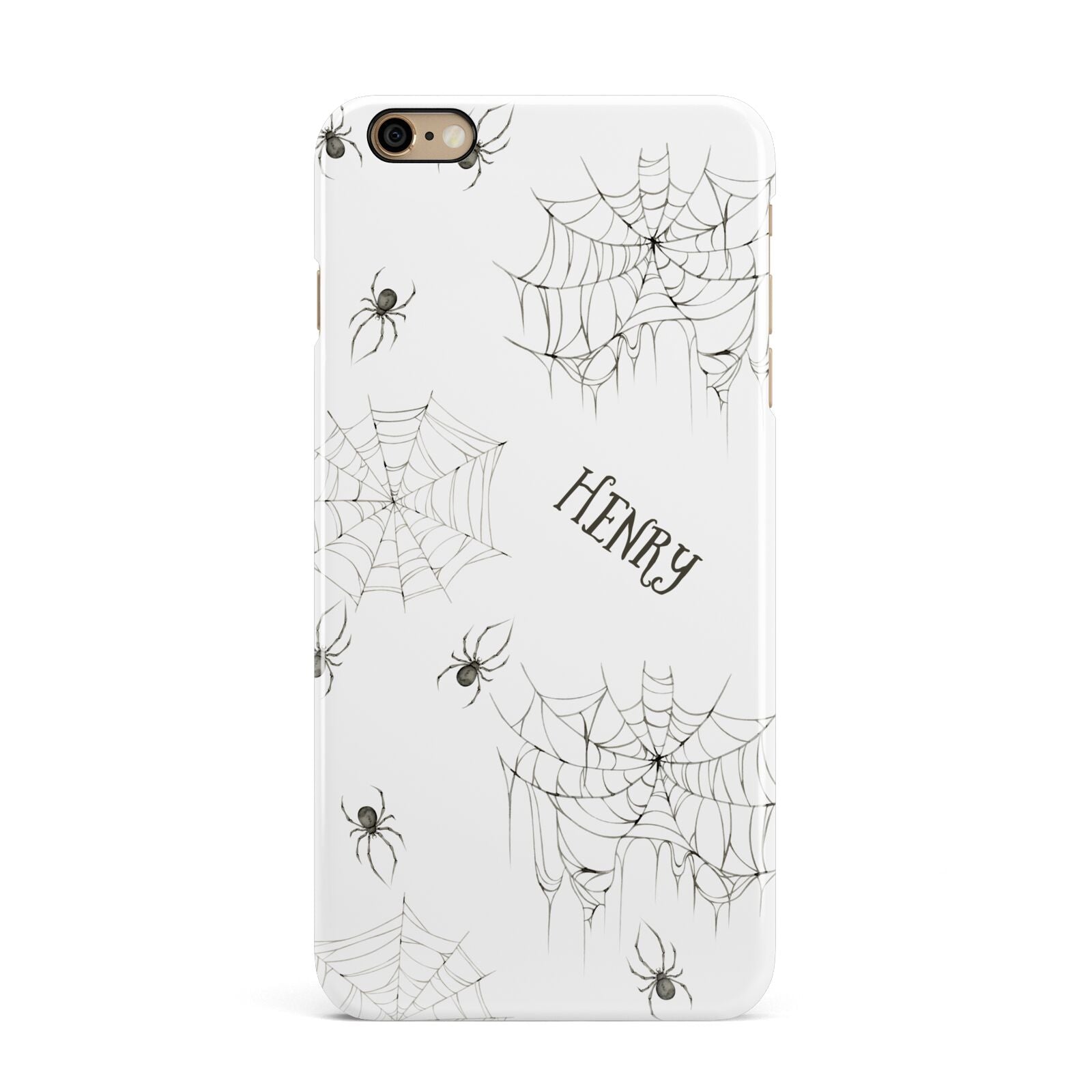 Spooky Spiders Webs Personalised iPhone 6 Plus 3D Snap Case on Gold Phone