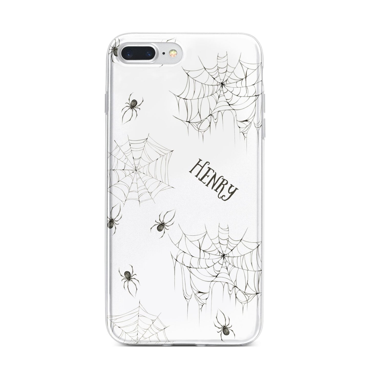 Spooky Spiders Webs Personalised iPhone 7 Plus Bumper Case on Silver iPhone
