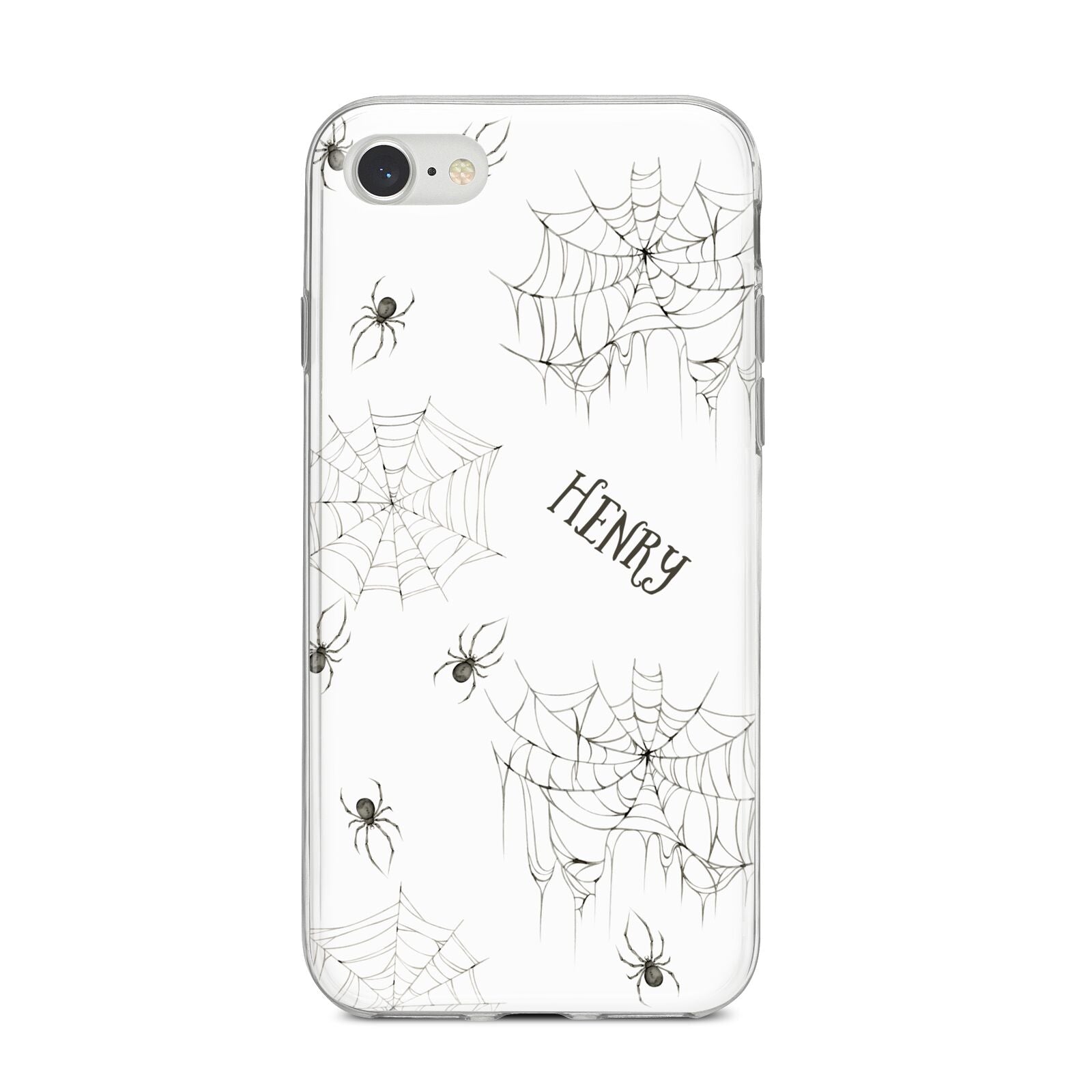 Spooky Spiders Webs Personalised iPhone 8 Bumper Case on Silver iPhone