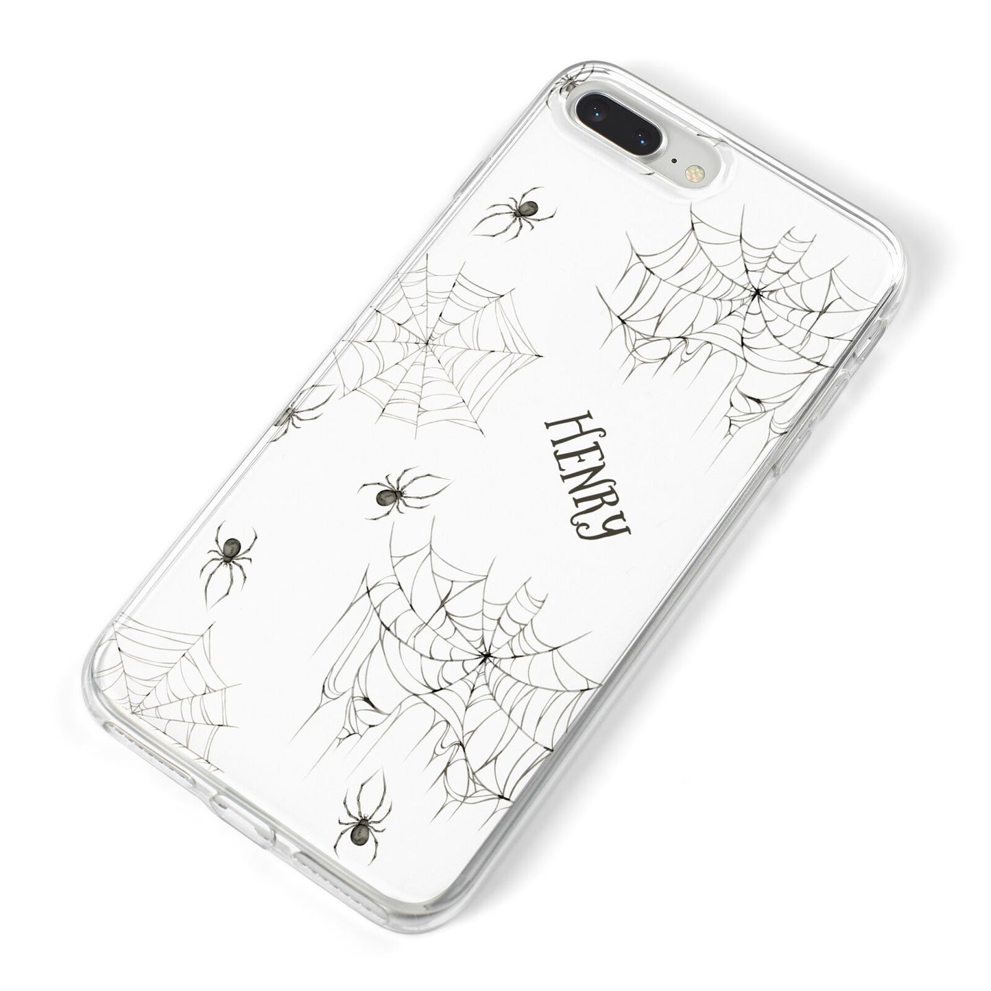 Spooky Spiders Webs Personalised iPhone 8 Plus Bumper Case on Silver iPhone Alternative Image