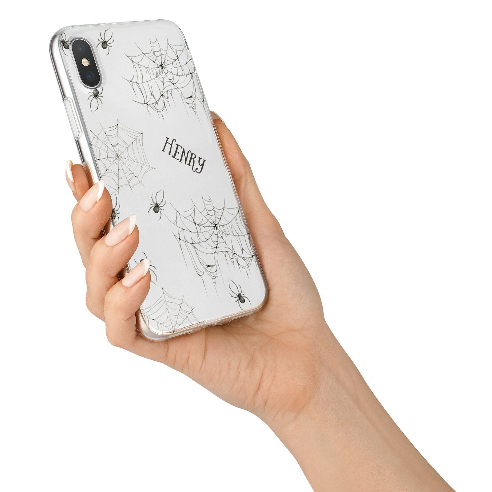 Spooky Spiders Webs Personalised iPhone X Bumper Case on Silver iPhone Alternative Image 2