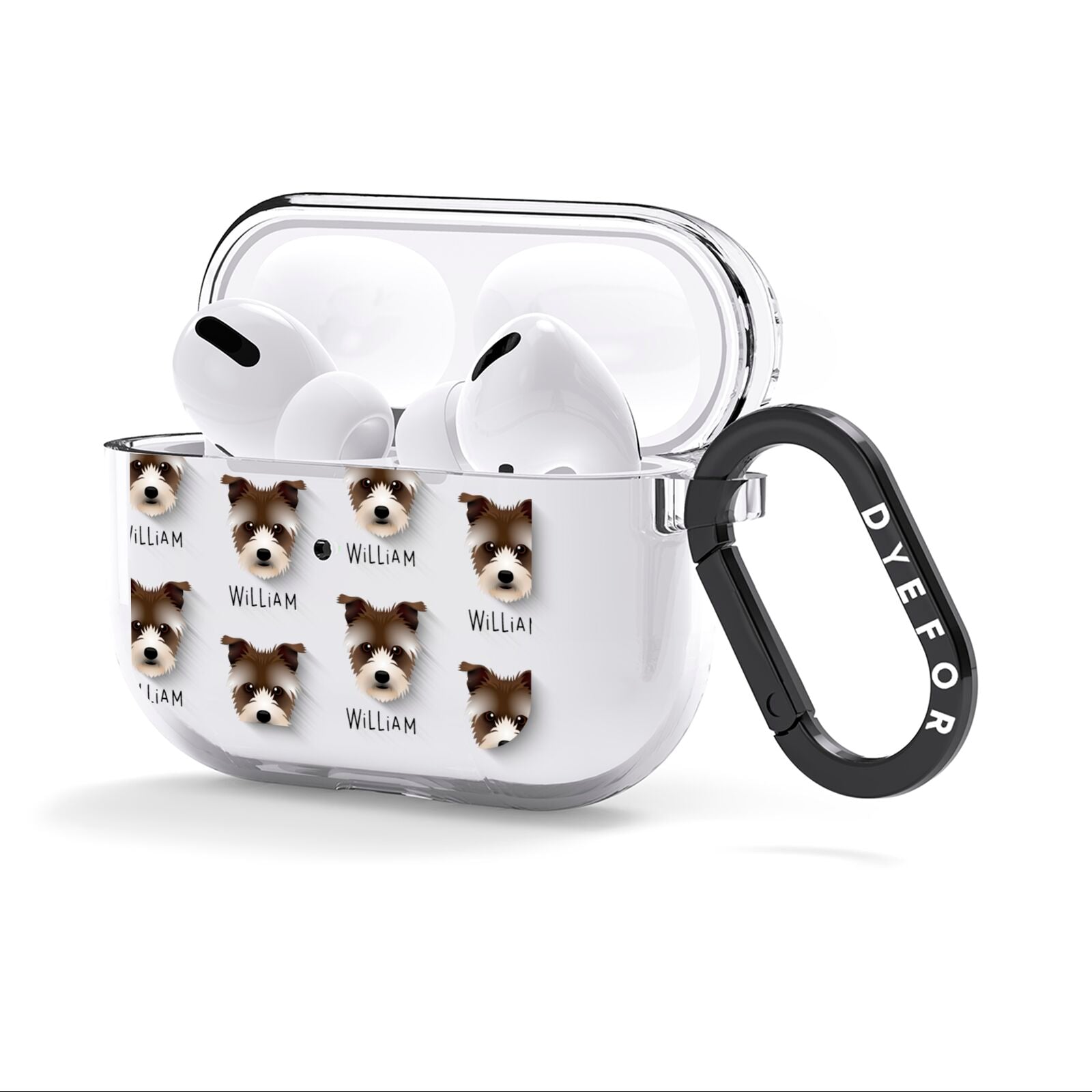 Sporting Lucas Terrier Icon with Name AirPods Clear Case 3rd Gen Side Image