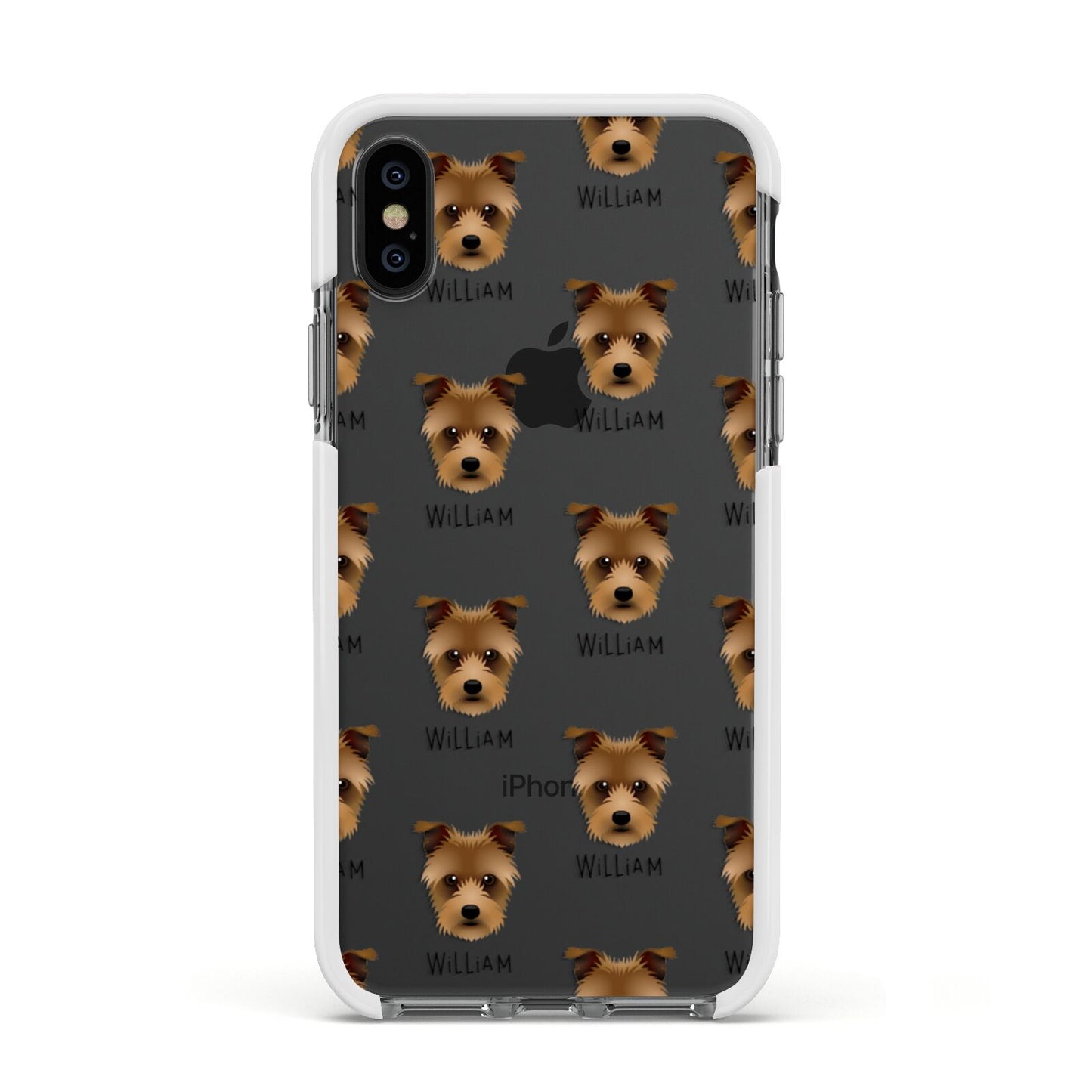 Sporting Lucas Terrier Icon with Name Apple iPhone Xs Impact Case White Edge on Black Phone