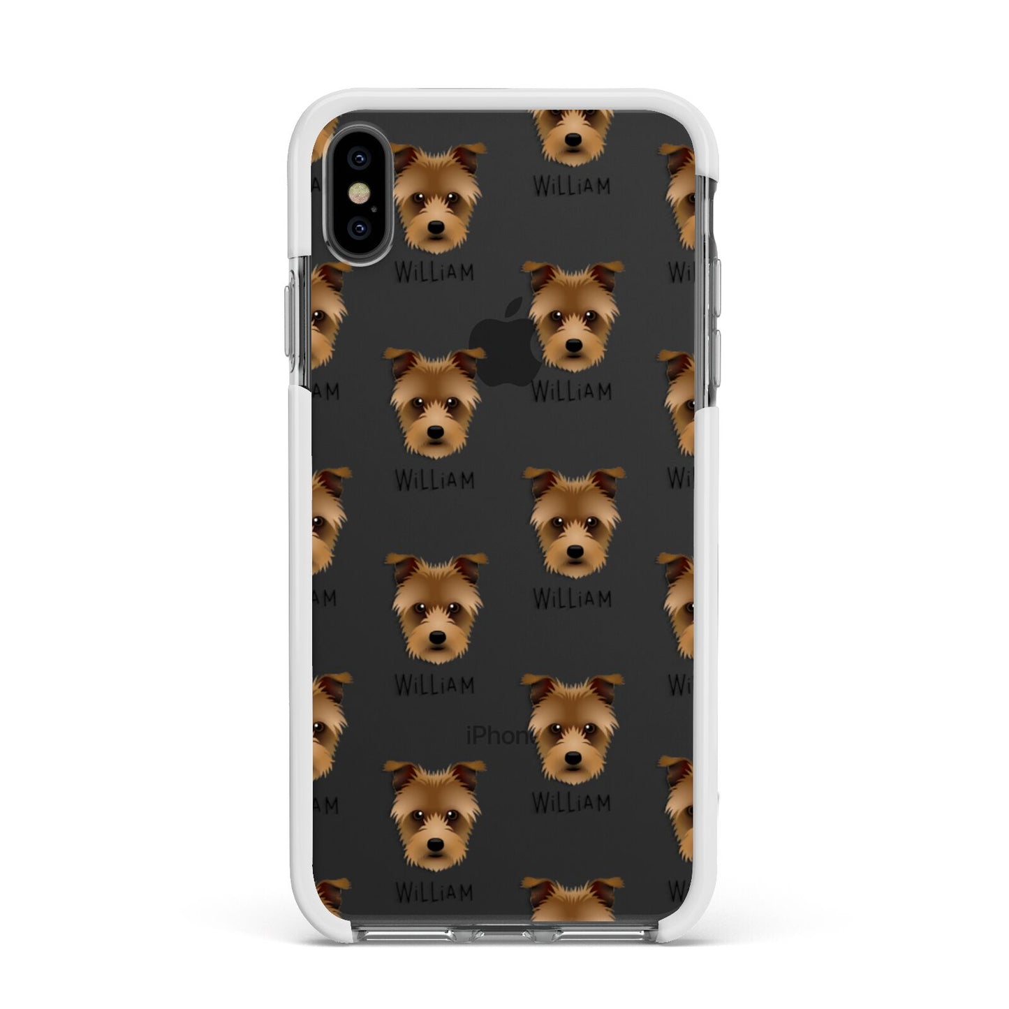 Sporting Lucas Terrier Icon with Name Apple iPhone Xs Max Impact Case White Edge on Black Phone