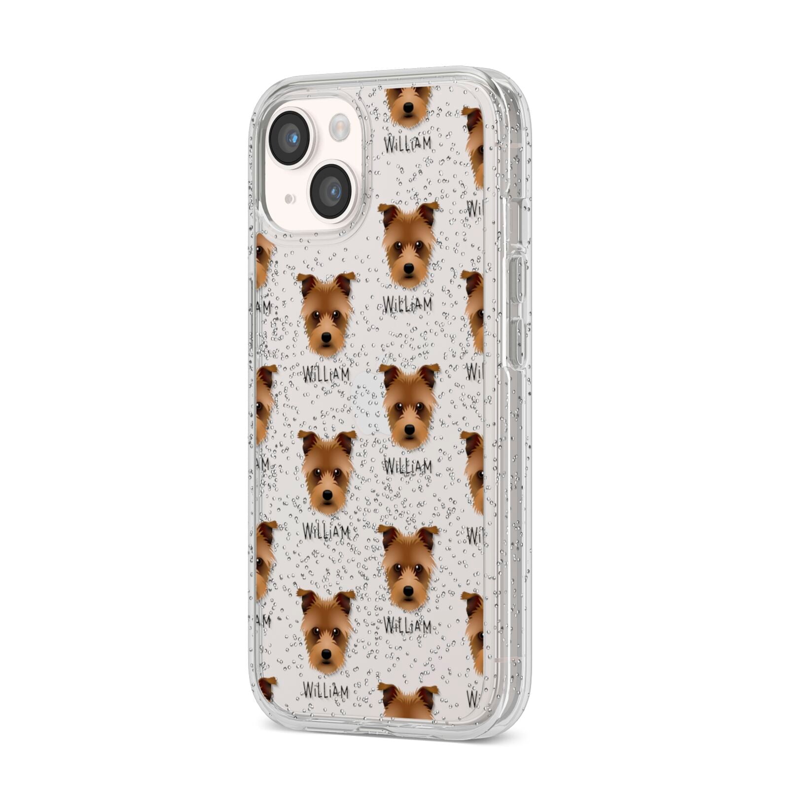 Sporting Lucas Terrier Icon with Name iPhone 14 Glitter Tough Case Starlight Angled Image