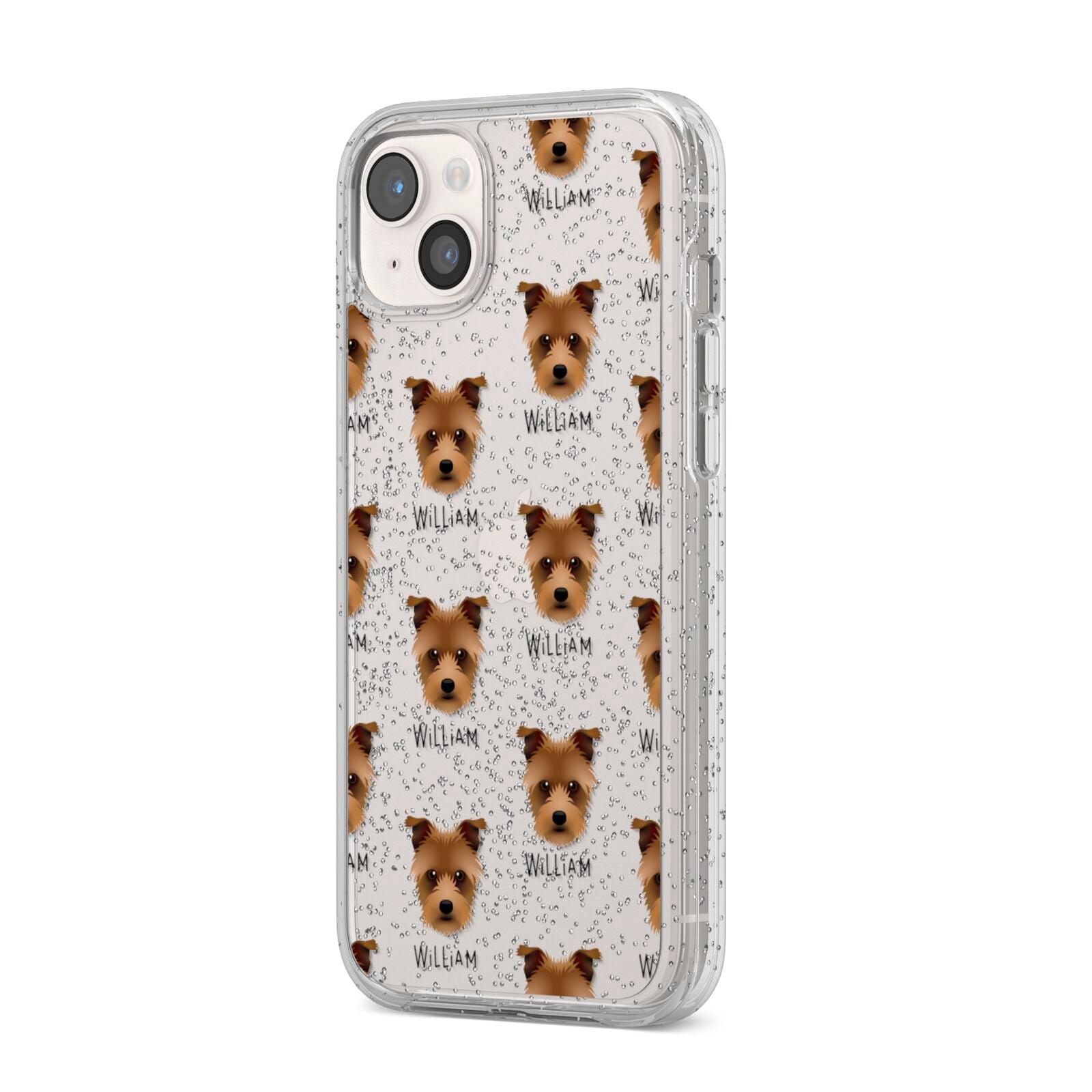 Sporting Lucas Terrier Icon with Name iPhone 14 Plus Glitter Tough Case Starlight Angled Image