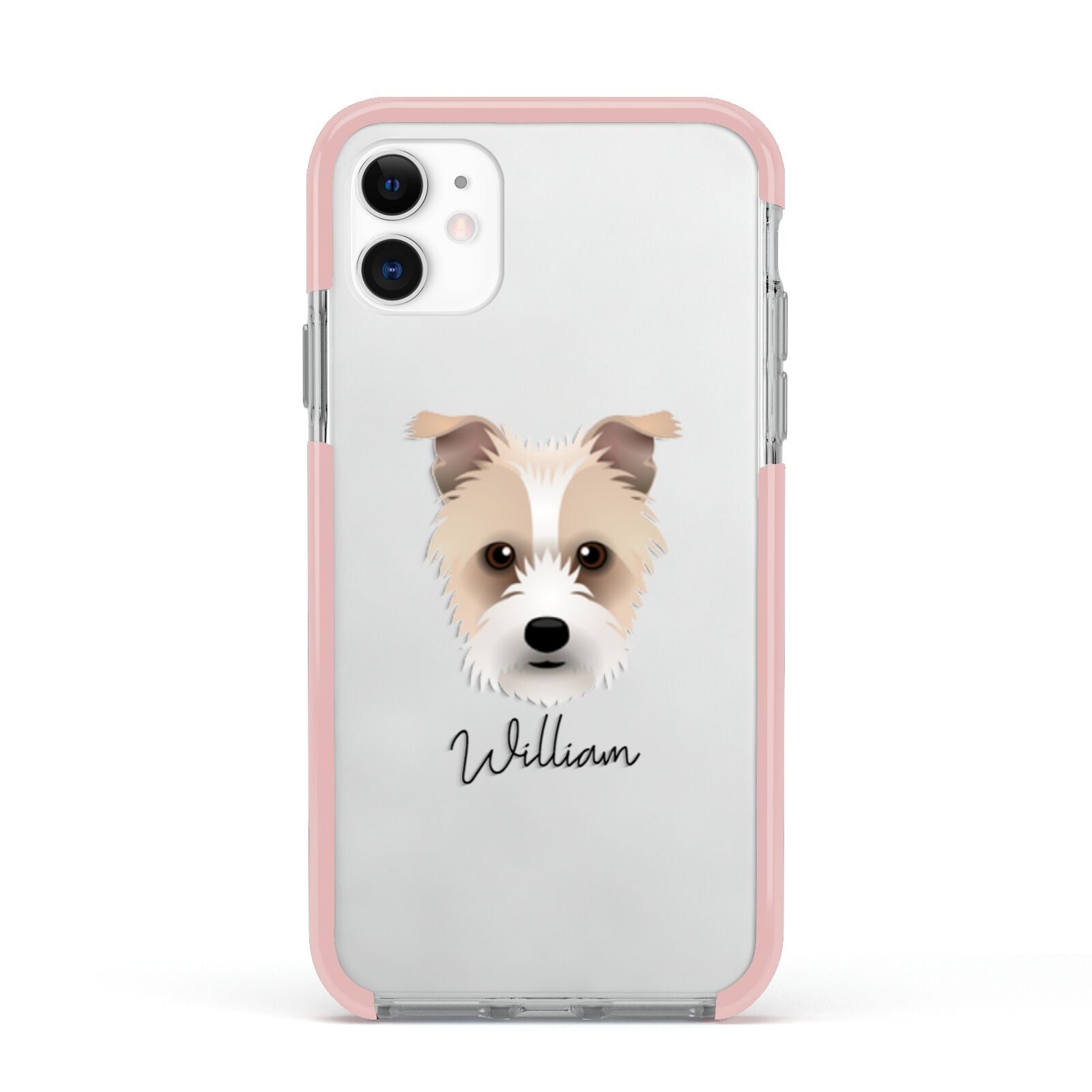 Sporting Lucas Terrier Personalised Apple iPhone 11 in White with Pink Impact Case