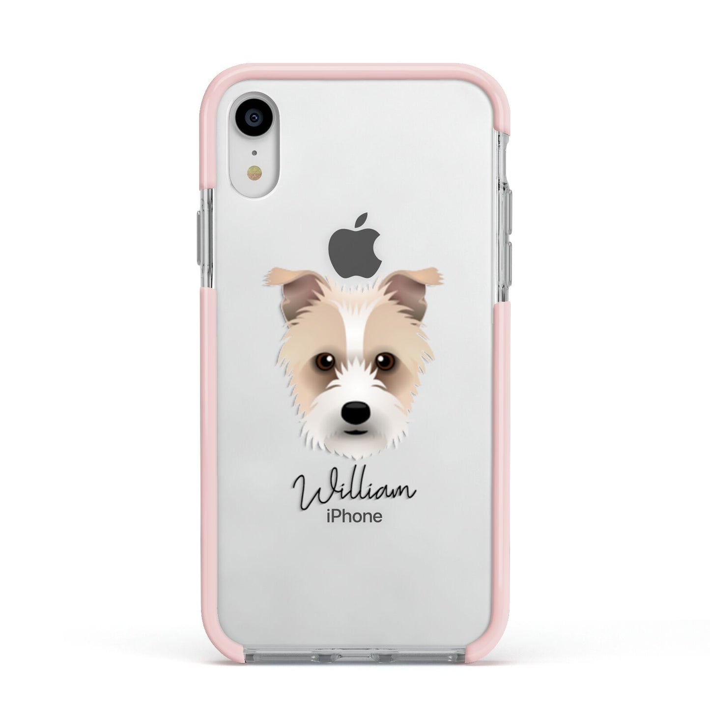 Sporting Lucas Terrier Personalised Apple iPhone XR Impact Case Pink Edge on Silver Phone