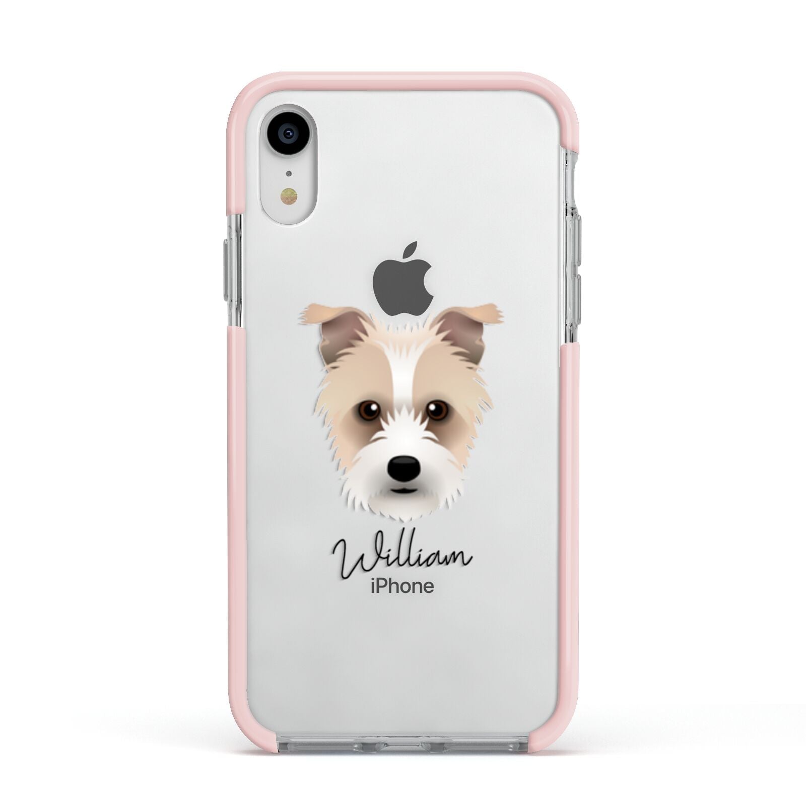 Sporting Lucas Terrier Personalised Apple iPhone XR Impact Case Pink Edge on Silver Phone