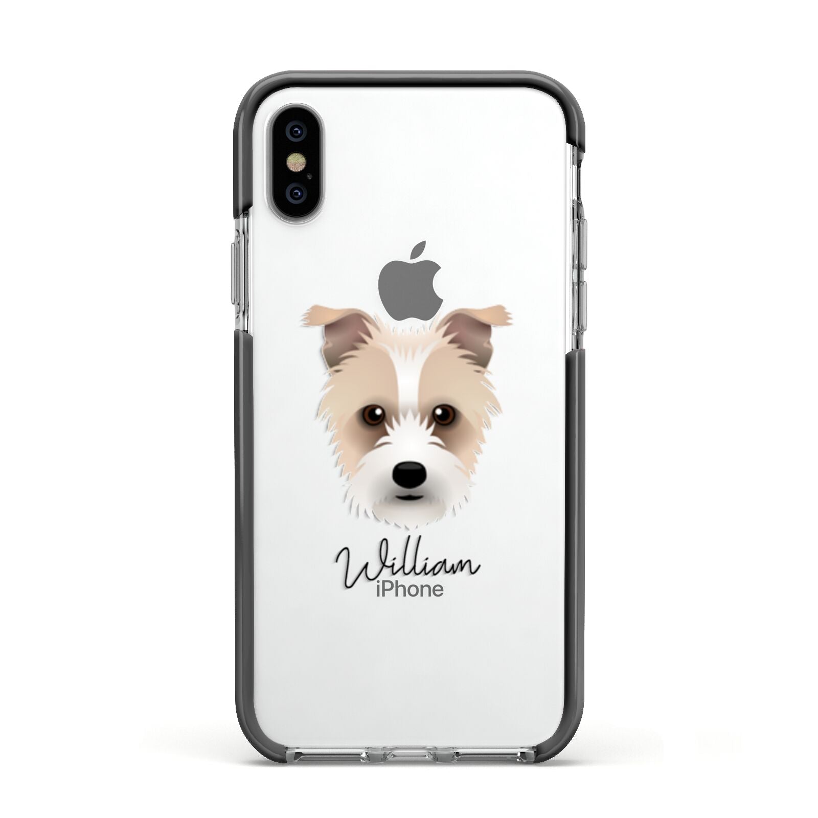 Sporting Lucas Terrier Personalised Apple iPhone Xs Impact Case Black Edge on Silver Phone