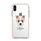Sporting Lucas Terrier Personalised Apple iPhone Xs Impact Case Pink Edge on Silver Phone