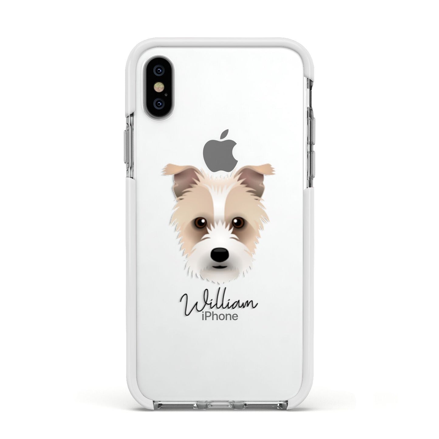 Sporting Lucas Terrier Personalised Apple iPhone Xs Impact Case White Edge on Silver Phone