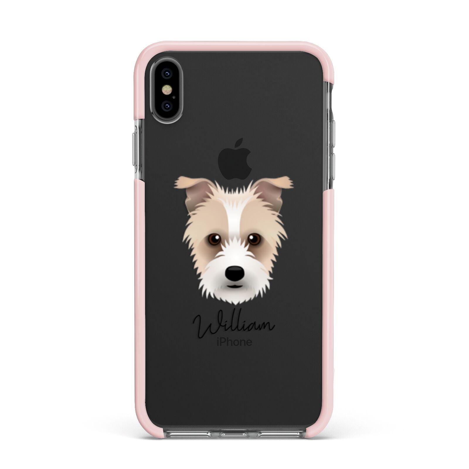 Sporting Lucas Terrier Personalised Apple iPhone Xs Max Impact Case Pink Edge on Black Phone