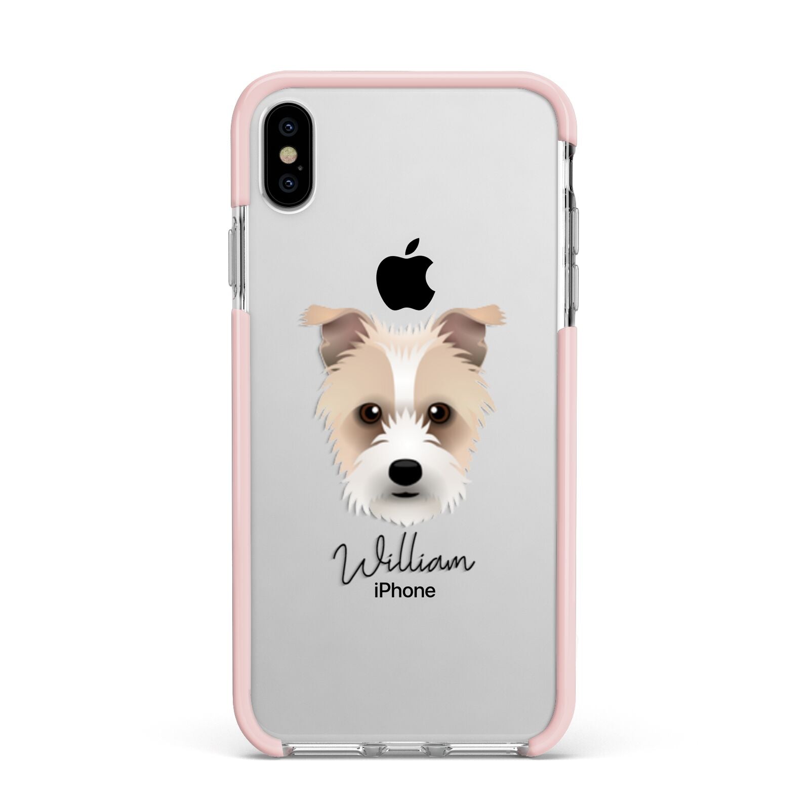 Sporting Lucas Terrier Personalised Apple iPhone Xs Max Impact Case Pink Edge on Silver Phone