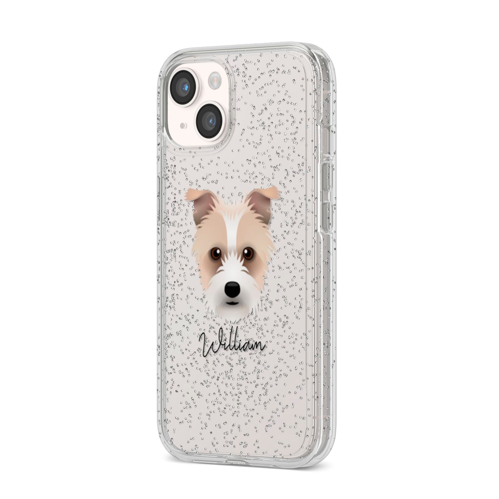 Sporting Lucas Terrier Personalised iPhone 14 Glitter Tough Case Starlight Angled Image