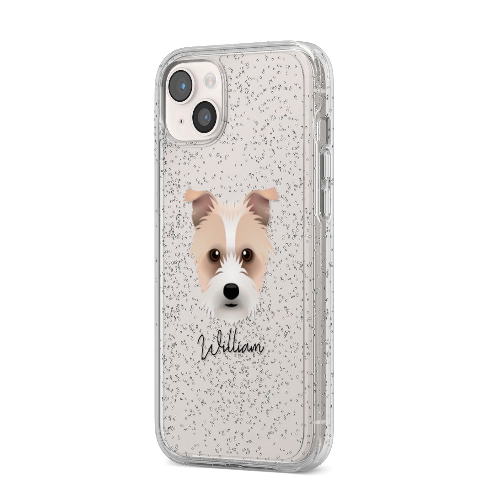 Sporting Lucas Terrier Personalised iPhone 14 Plus Glitter Tough Case Starlight Angled Image