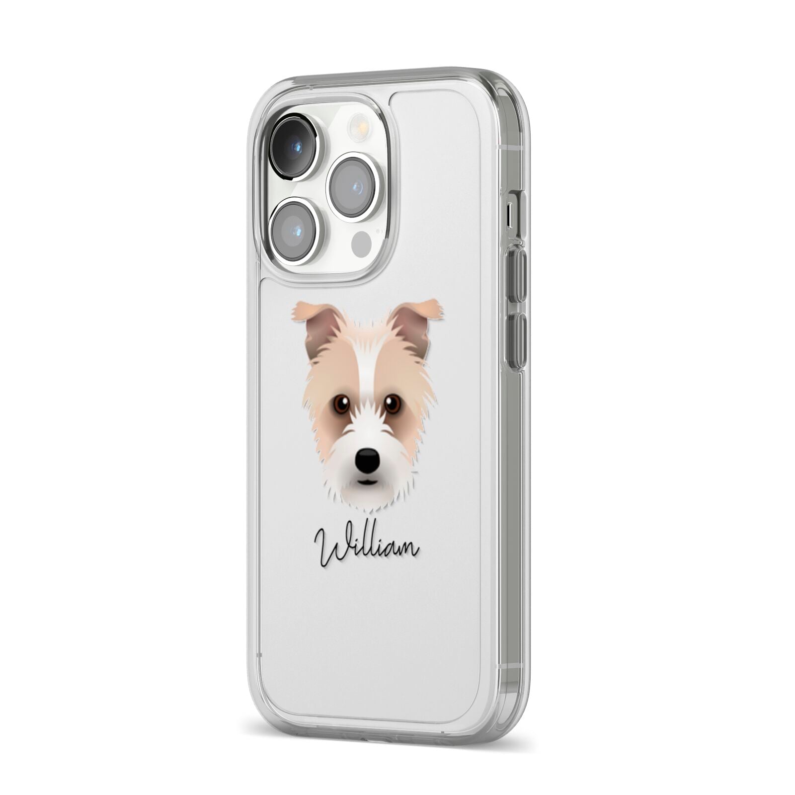 Sporting Lucas Terrier Personalised iPhone 14 Pro Clear Tough Case Silver Angled Image