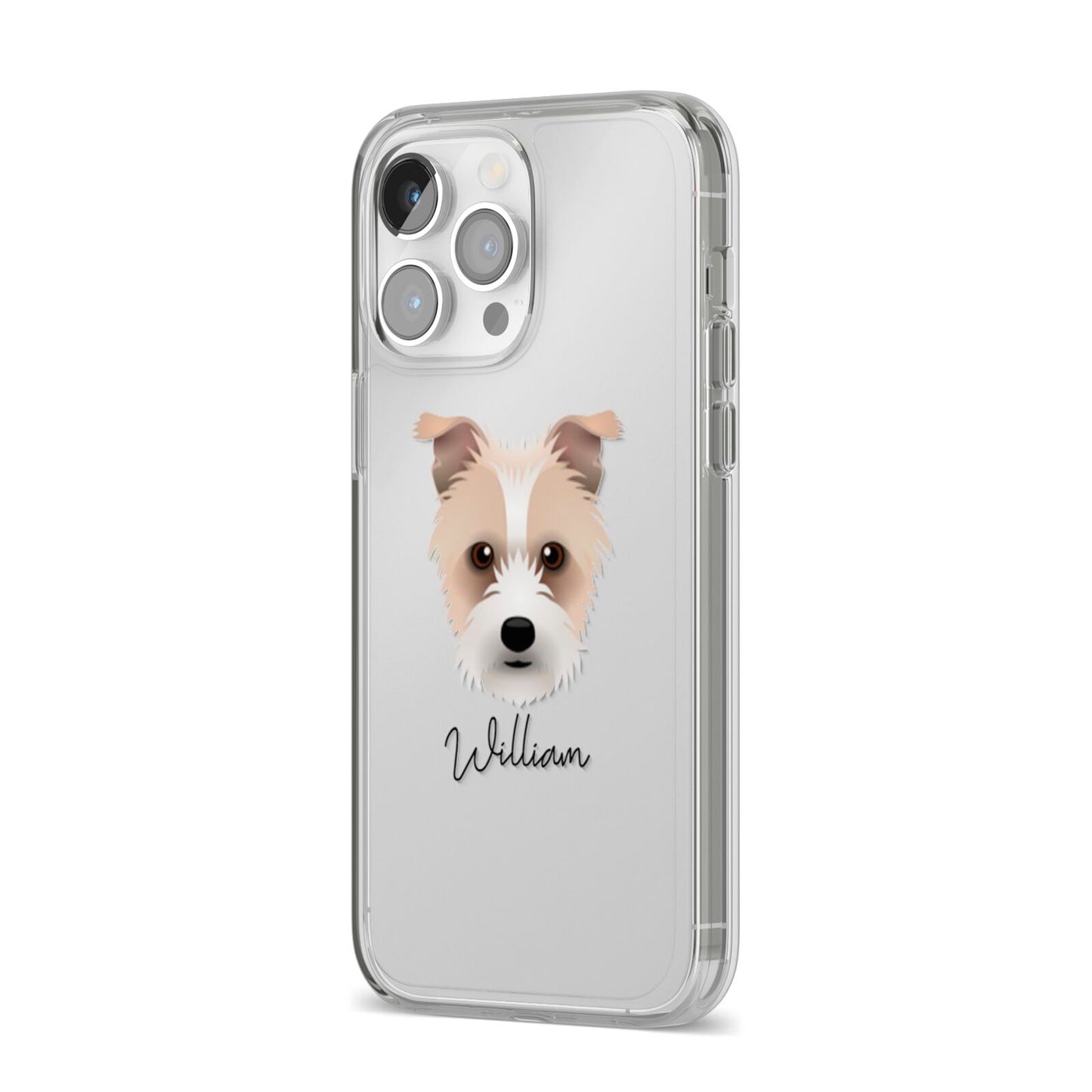 Sporting Lucas Terrier Personalised iPhone 14 Pro Max Clear Tough Case Silver Angled Image