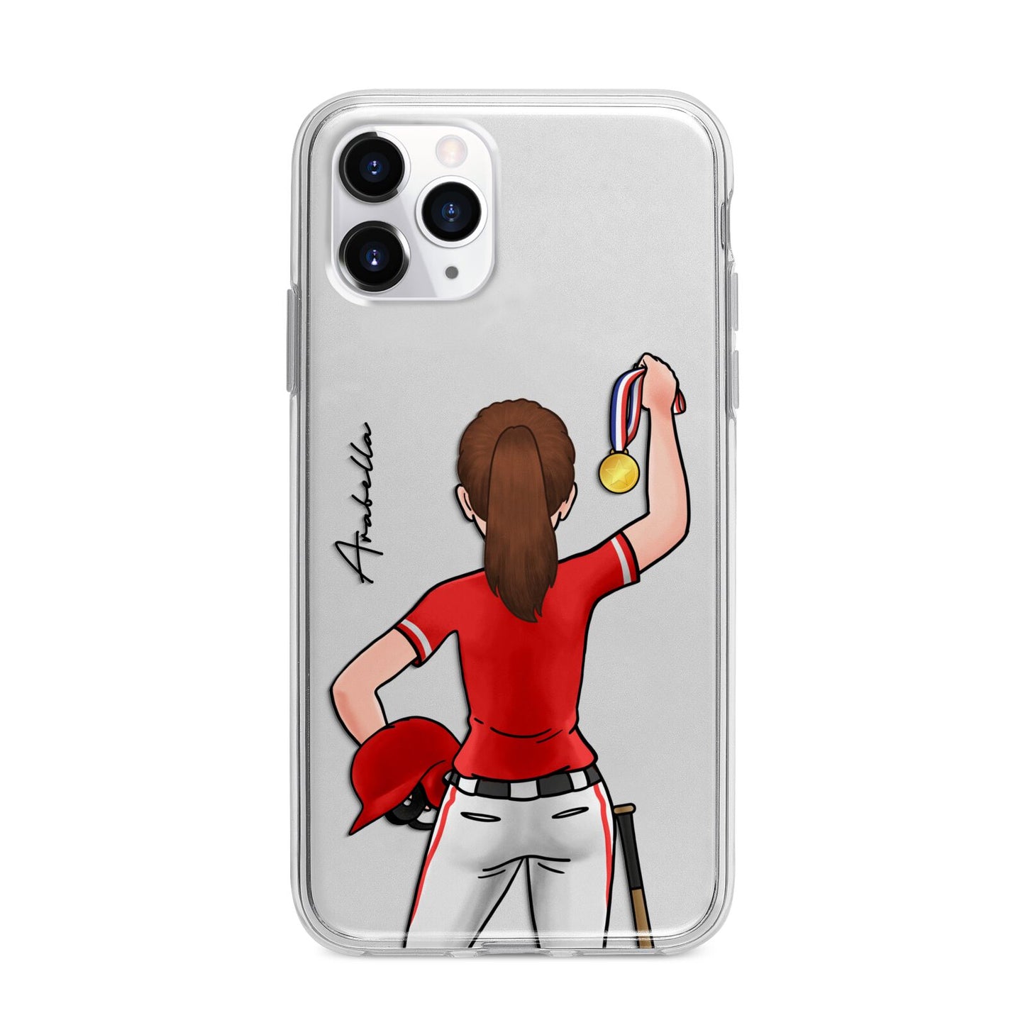 Sports Girl Personalised Apple iPhone 11 Pro Max in Silver with Bumper Case