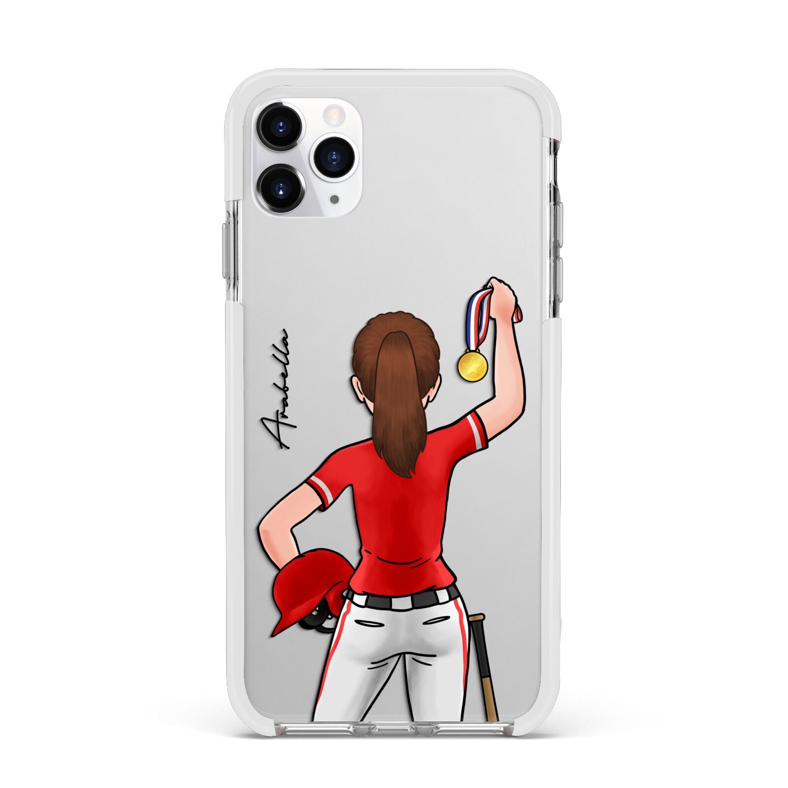 Sports Girl Personalised Apple iPhone 11 Pro Max in Silver with White Impact Case