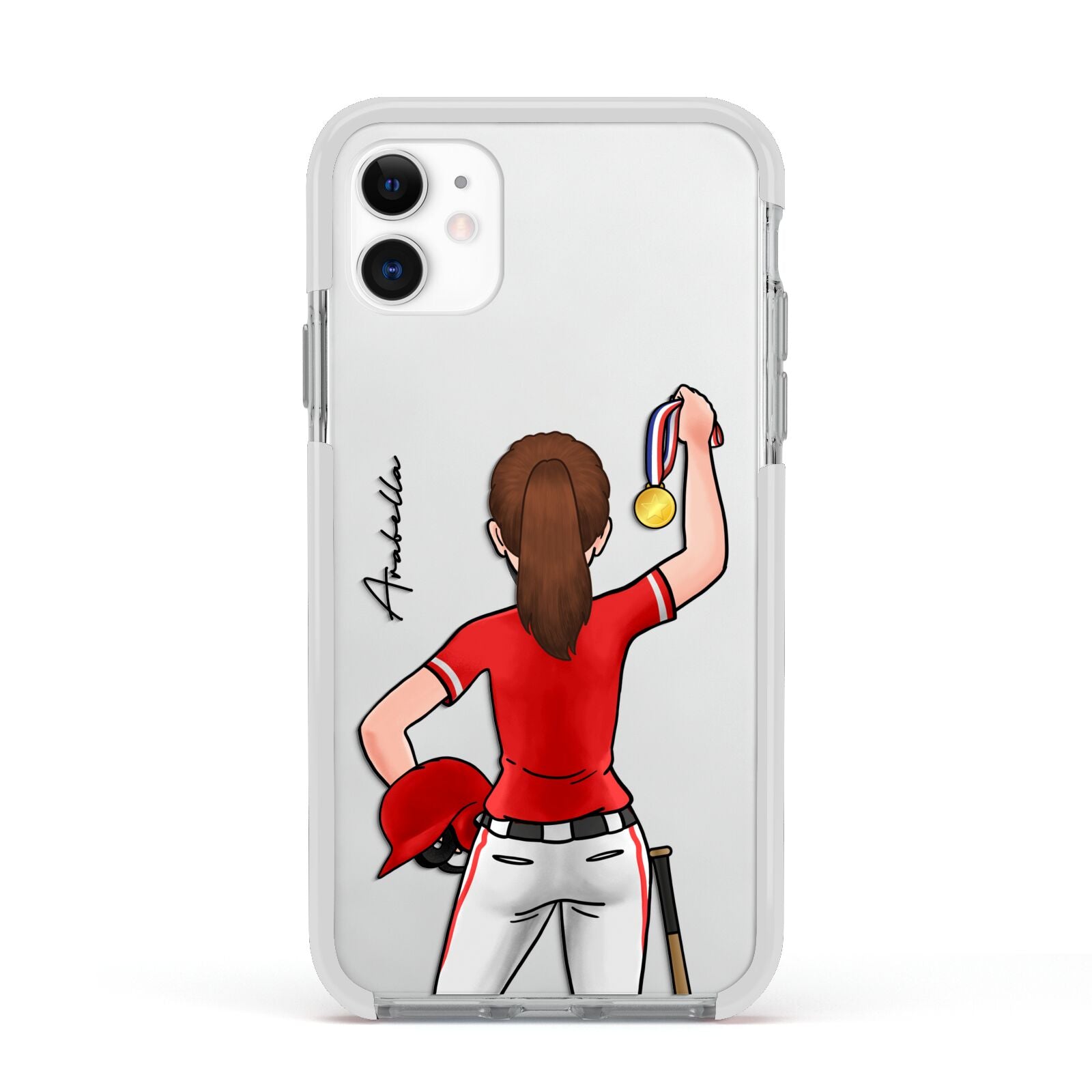 Sports Girl Personalised Apple iPhone 11 in White with White Impact Case