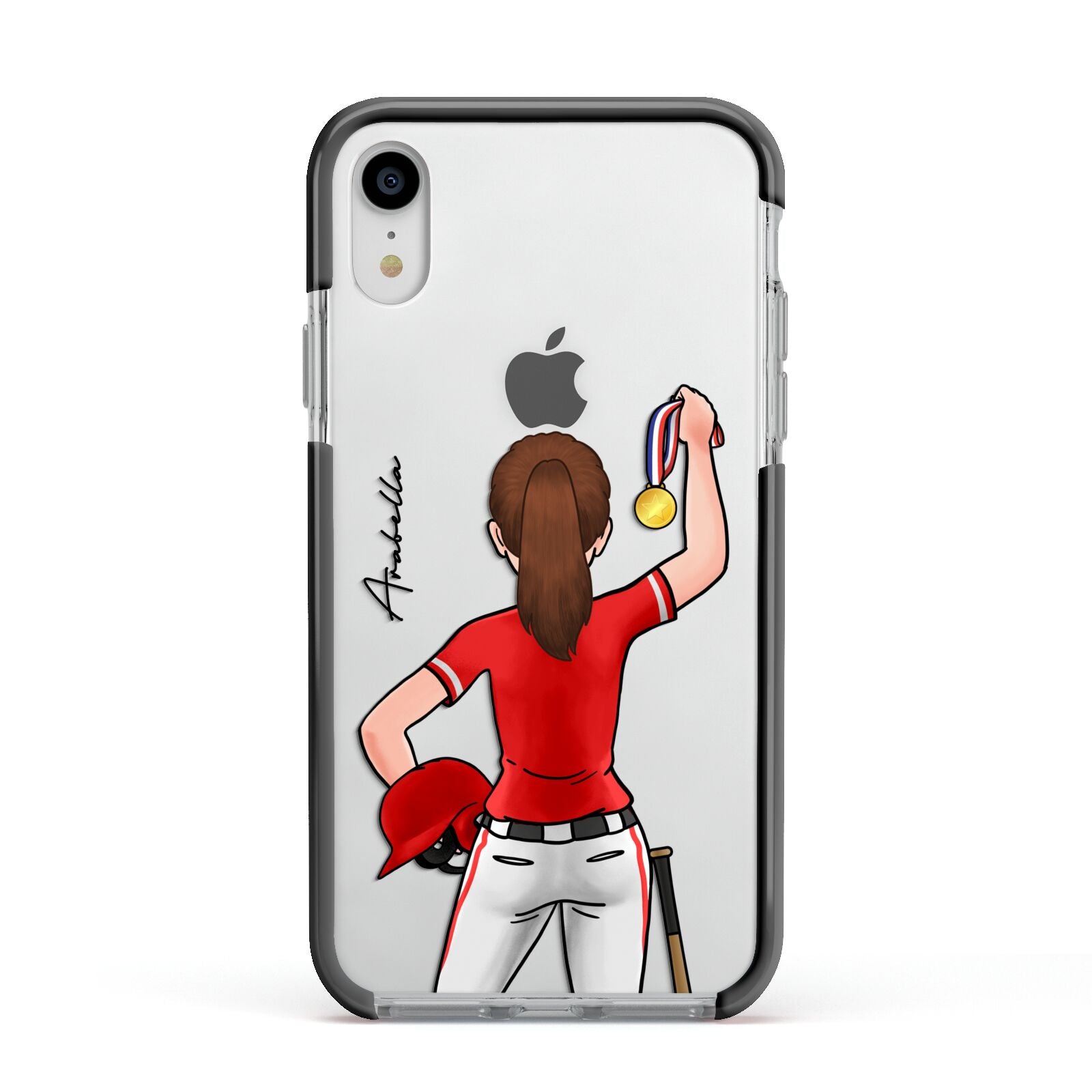 Sports Girl Personalised Apple iPhone XR Impact Case Black Edge on Silver Phone
