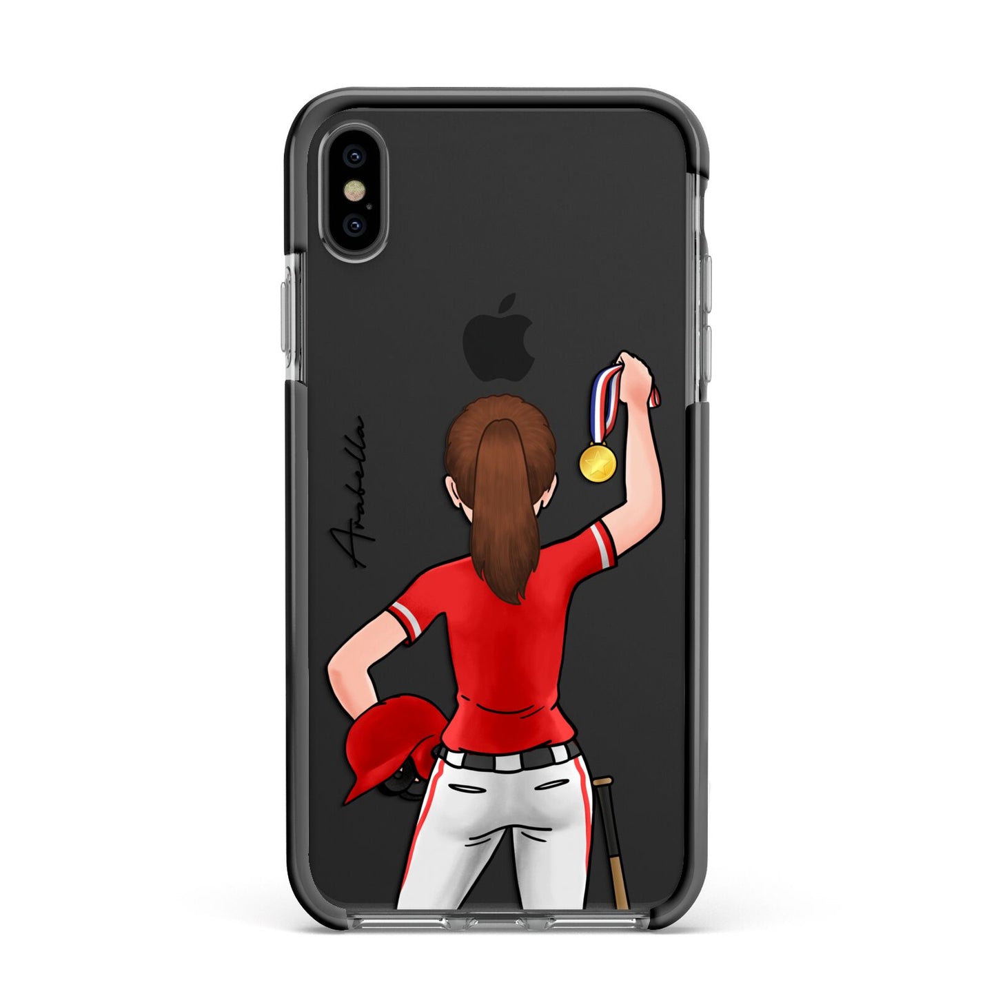 Sports Girl Personalised Apple iPhone Xs Max Impact Case Black Edge on Black Phone