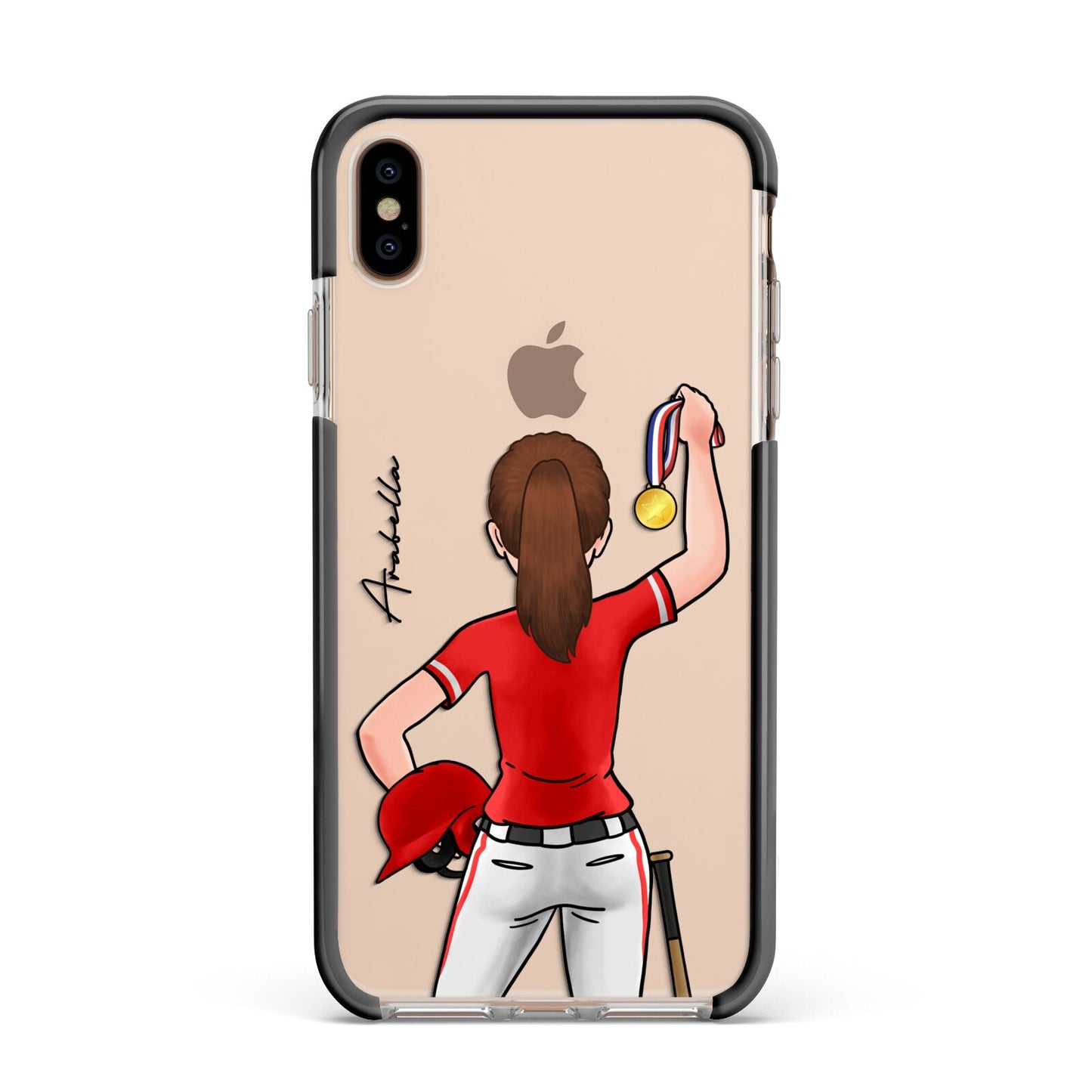 Sports Girl Personalised Apple iPhone Xs Max Impact Case Black Edge on Gold Phone