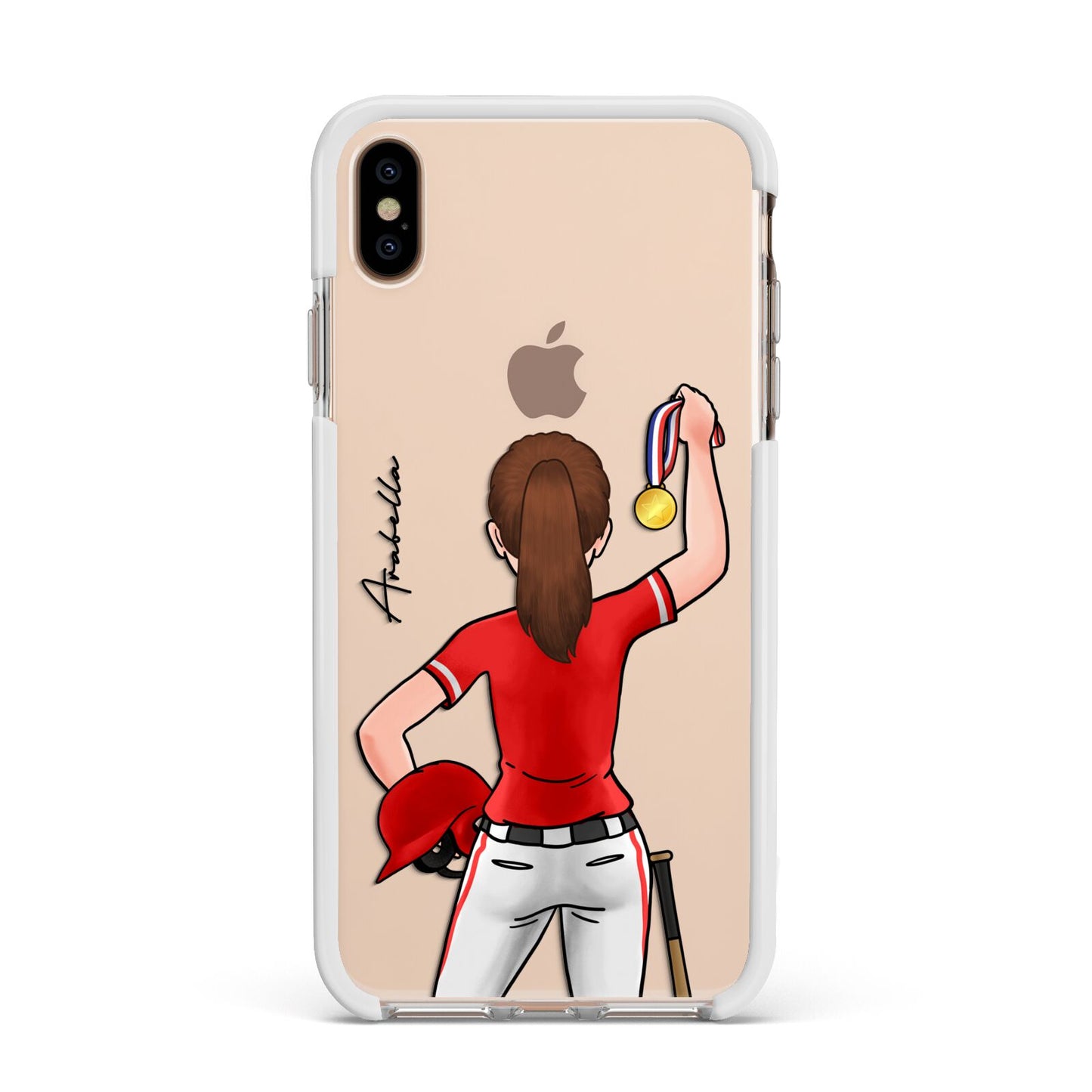 Sports Girl Personalised Apple iPhone Xs Max Impact Case White Edge on Gold Phone