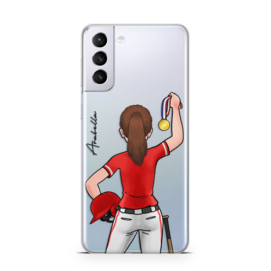 Sports Girl Personalised Samsung S21 Plus Phone Case