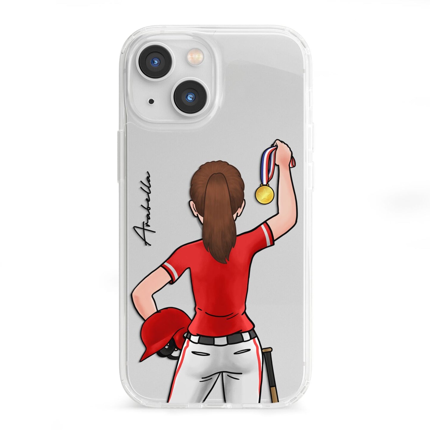 Sports Girl Personalised iPhone 13 Mini Clear Bumper Case
