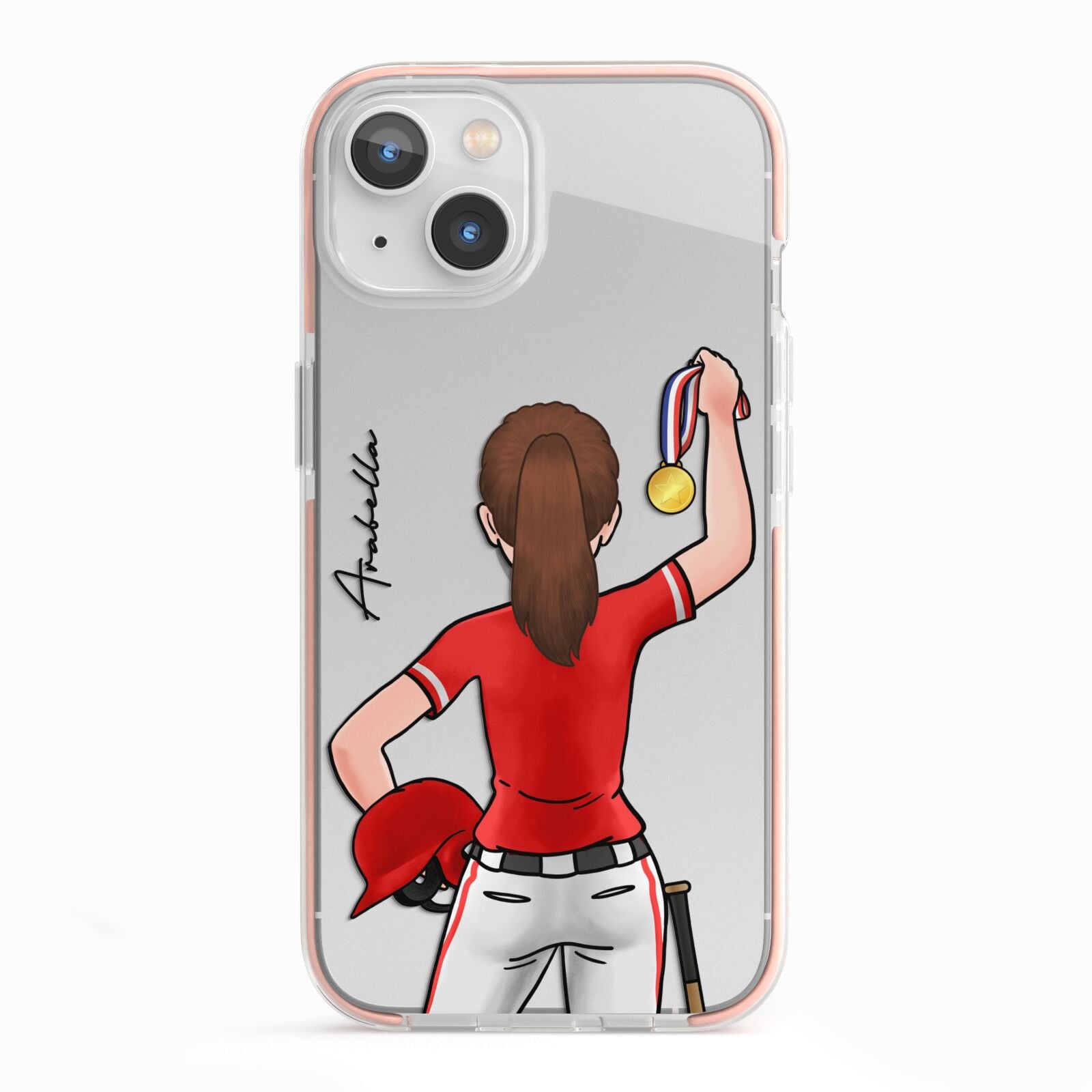 Sports Girl Personalised iPhone 13 TPU Impact Case with Pink Edges