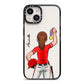 Sports Girl Personalised iPhone 14 Black Impact Case on Silver phone