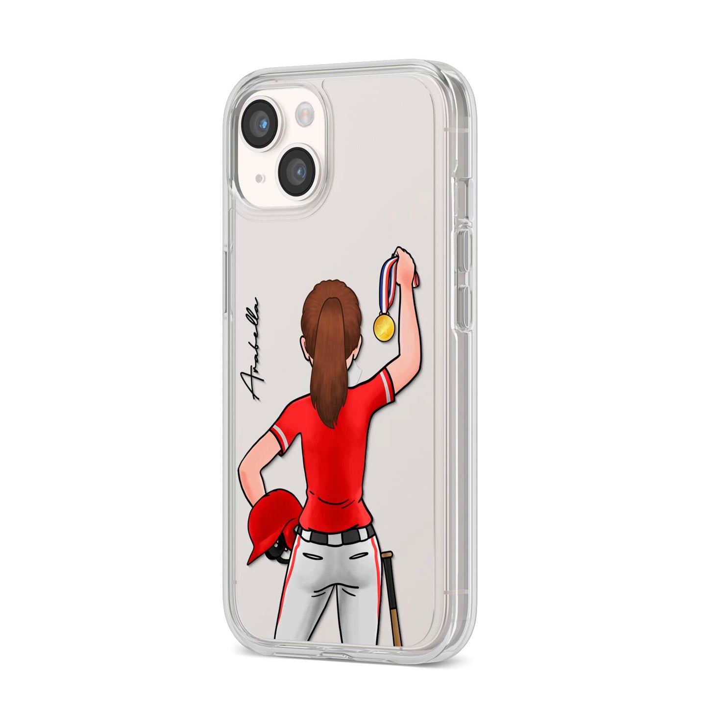 Sports Girl Personalised iPhone 14 Clear Tough Case Starlight Angled Image