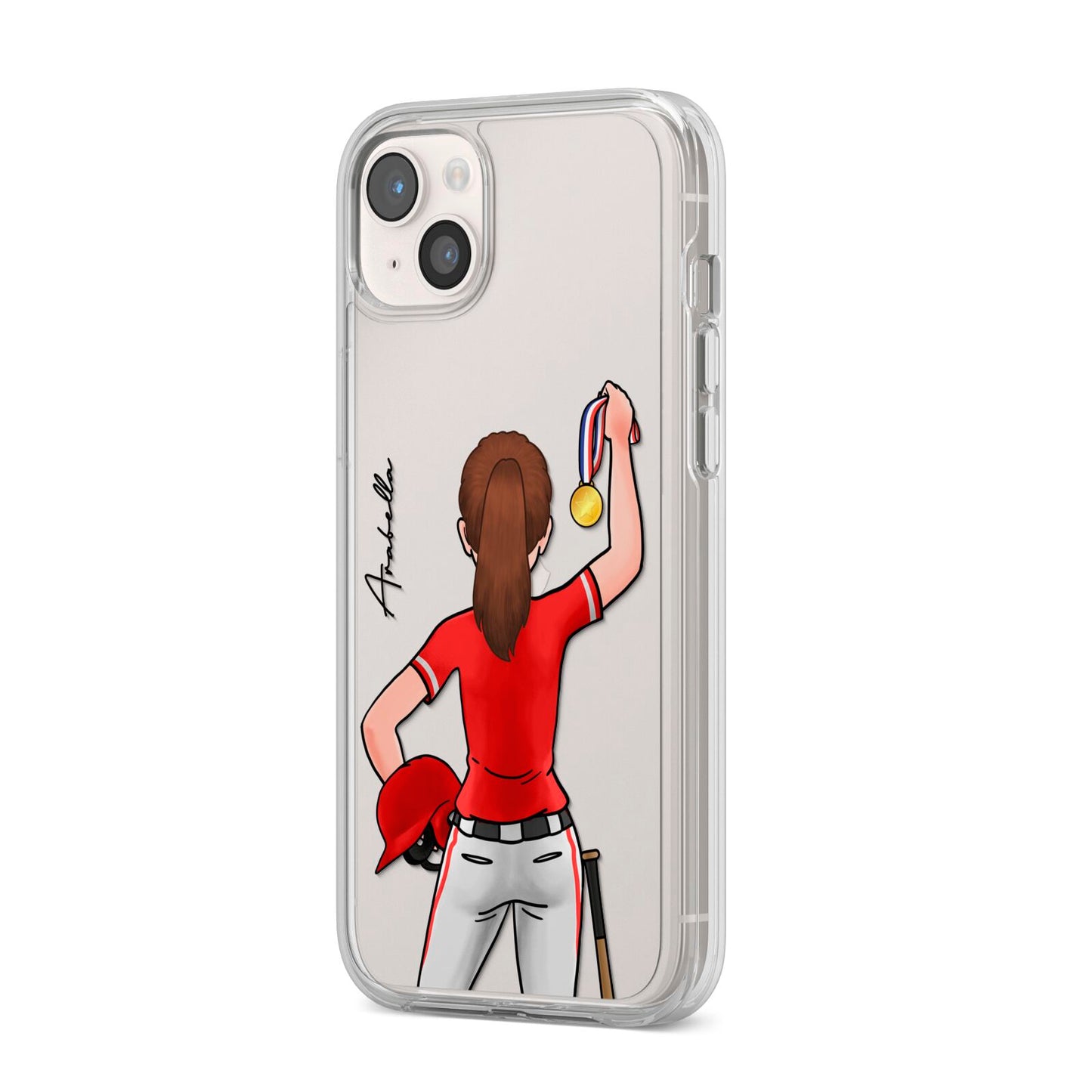 Sports Girl Personalised iPhone 14 Plus Clear Tough Case Starlight Angled Image
