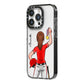 Sports Girl Personalised iPhone 14 Pro Black Impact Case Side Angle on Silver phone