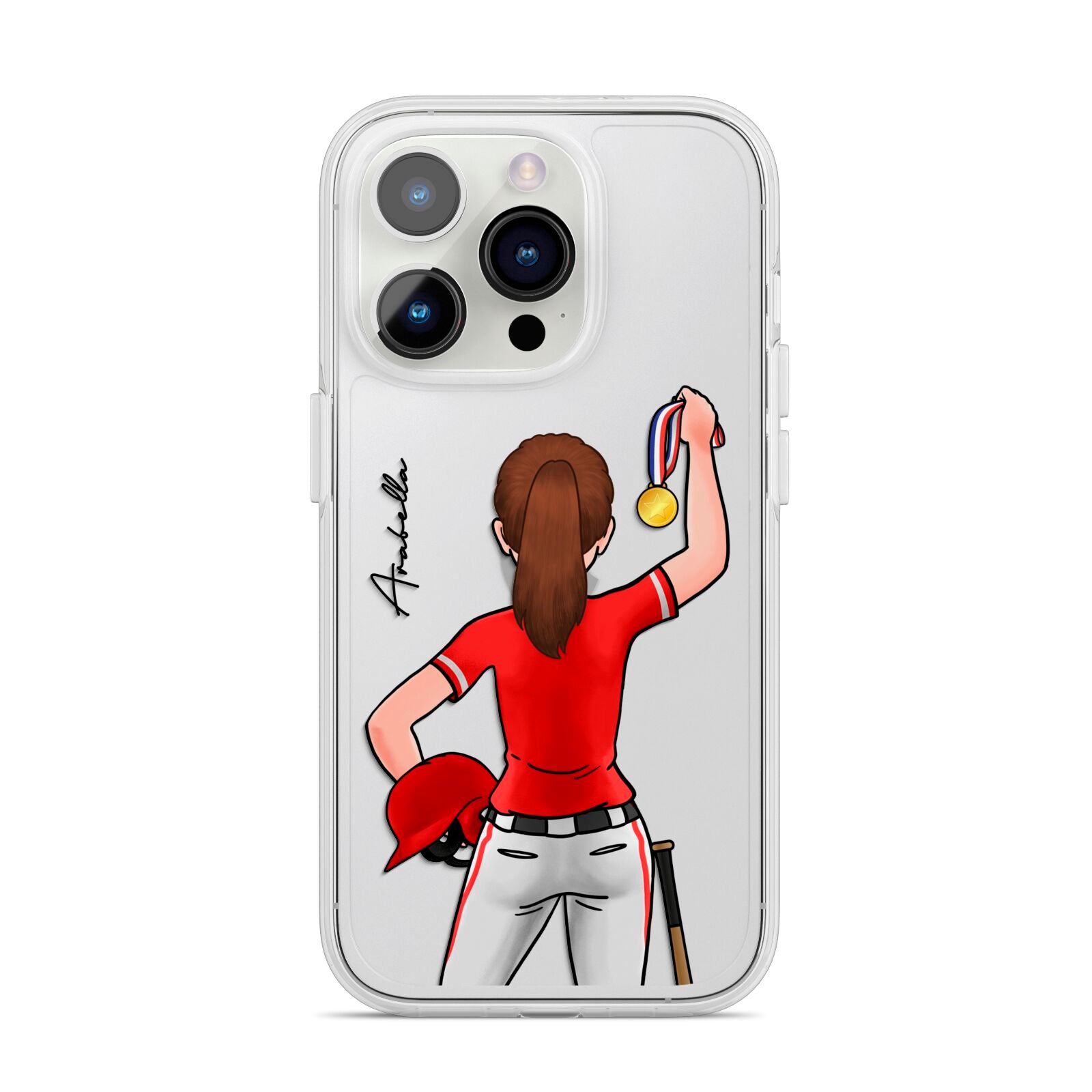 Sports Girl Personalised iPhone 14 Pro Clear Tough Case Silver
