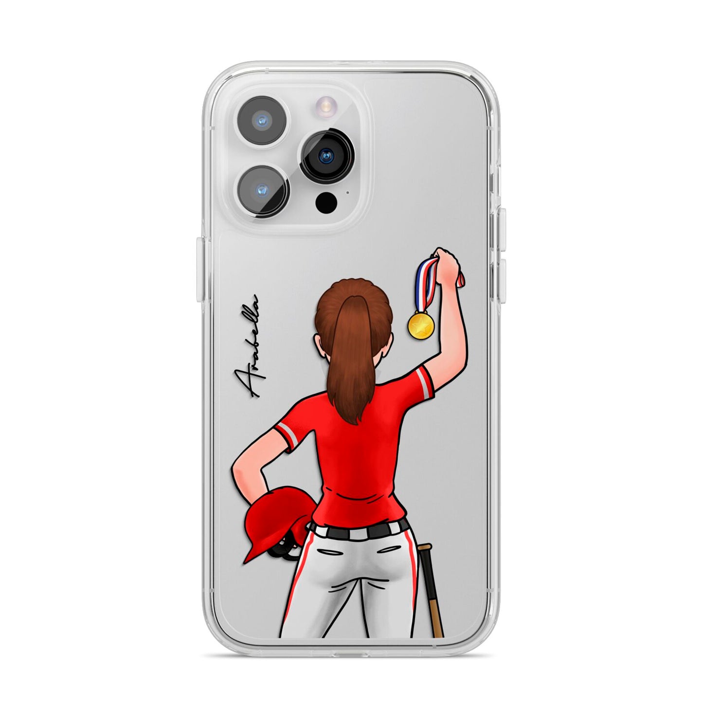 Sports Girl Personalised iPhone 14 Pro Max Clear Tough Case Silver