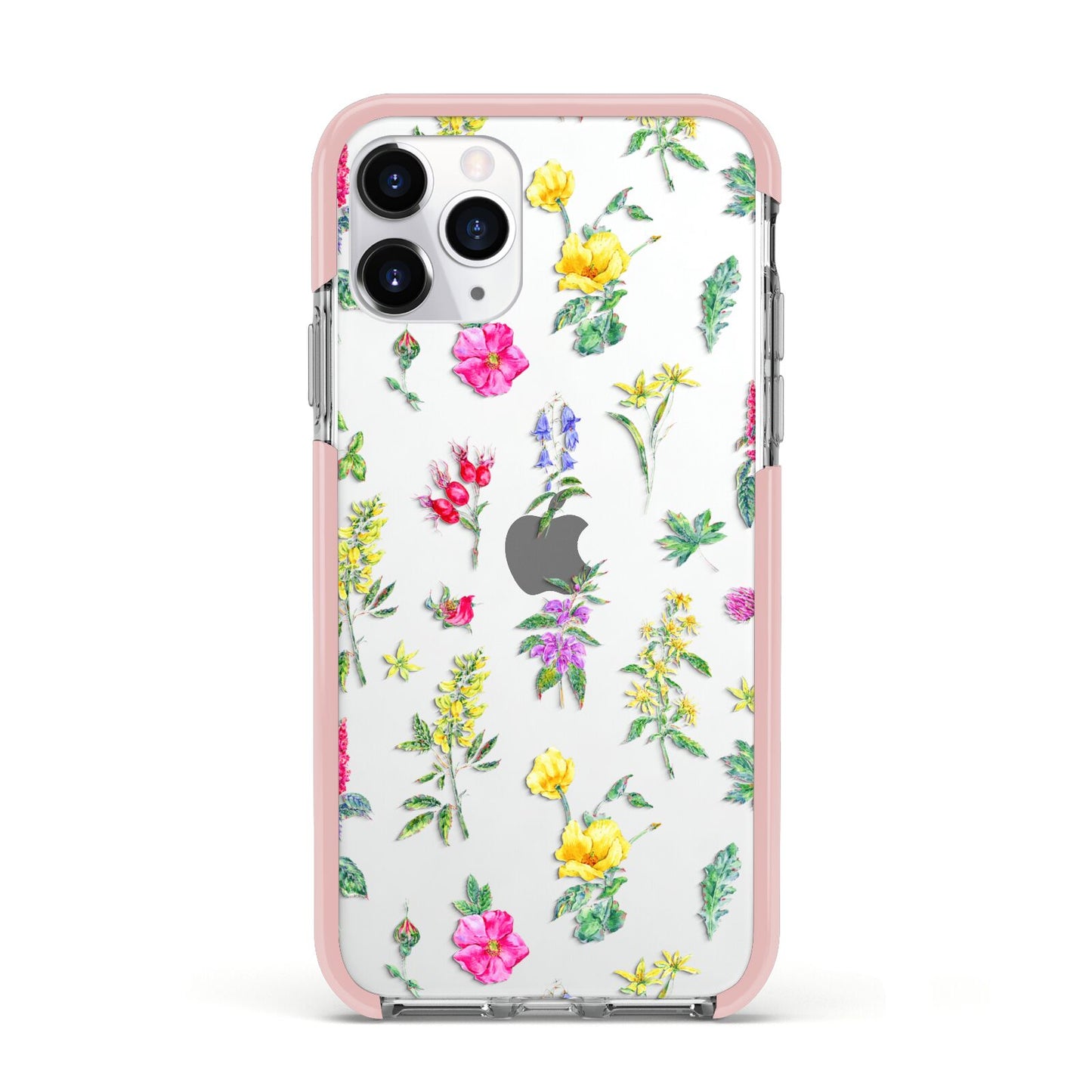 Sprigs Of Floral Apple iPhone 11 Pro in Silver with Pink Impact Case