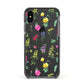 Sprigs Of Floral Apple iPhone Xs Impact Case Black Edge on Black Phone