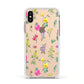 Sprigs Of Floral Apple iPhone Xs Impact Case White Edge on Gold Phone