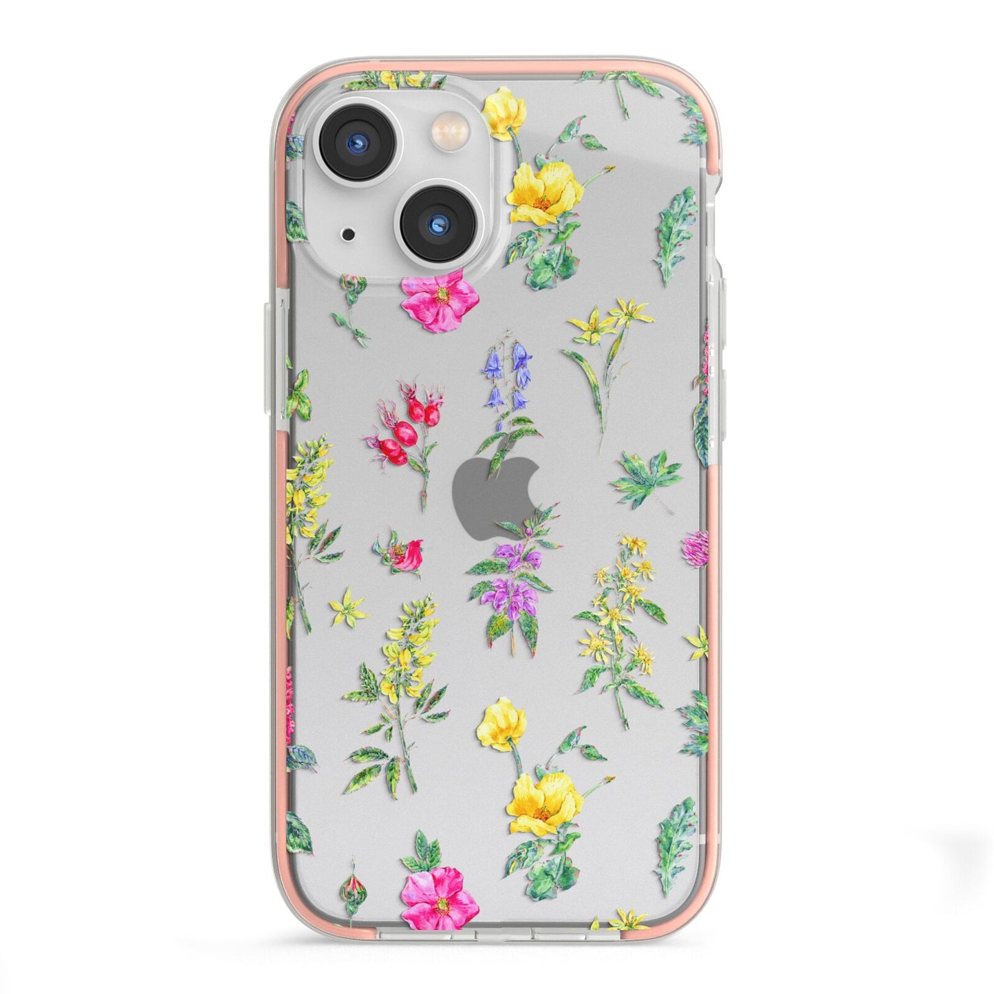 Sprigs Of Floral iPhone 13 Mini TPU Impact Case with Pink Edges