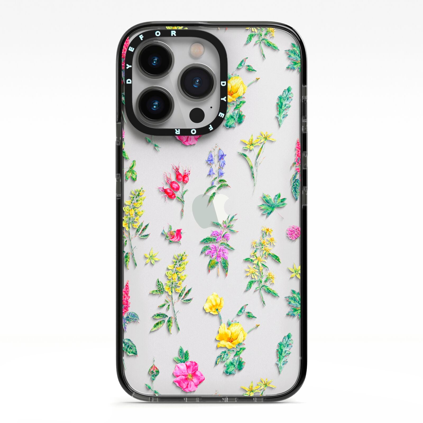 Sprigs Of Floral iPhone 13 Pro Black Impact Case on Silver phone