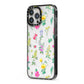 Sprigs Of Floral iPhone 13 Pro Max Black Impact Case Side Angle on Silver phone